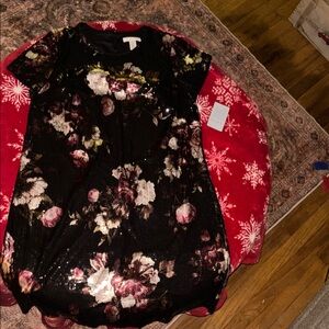 London Times Black Sequin Dress